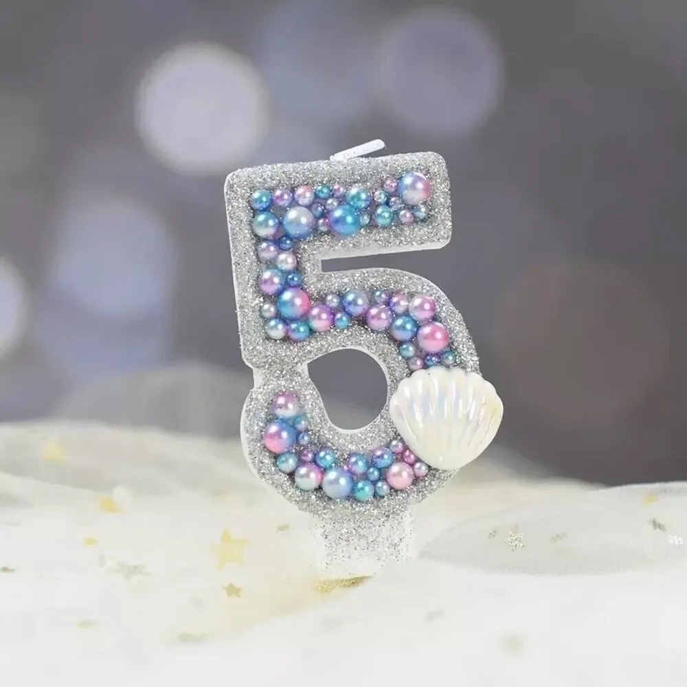 Los Angeles Boutique Luxury Birthday Cake Topper Candle 5 Mermaid Glitter USED